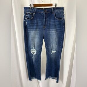 Risen plus size High Rise Raw Hem High Rise Distressed Jeans NWT RDP5479X 608